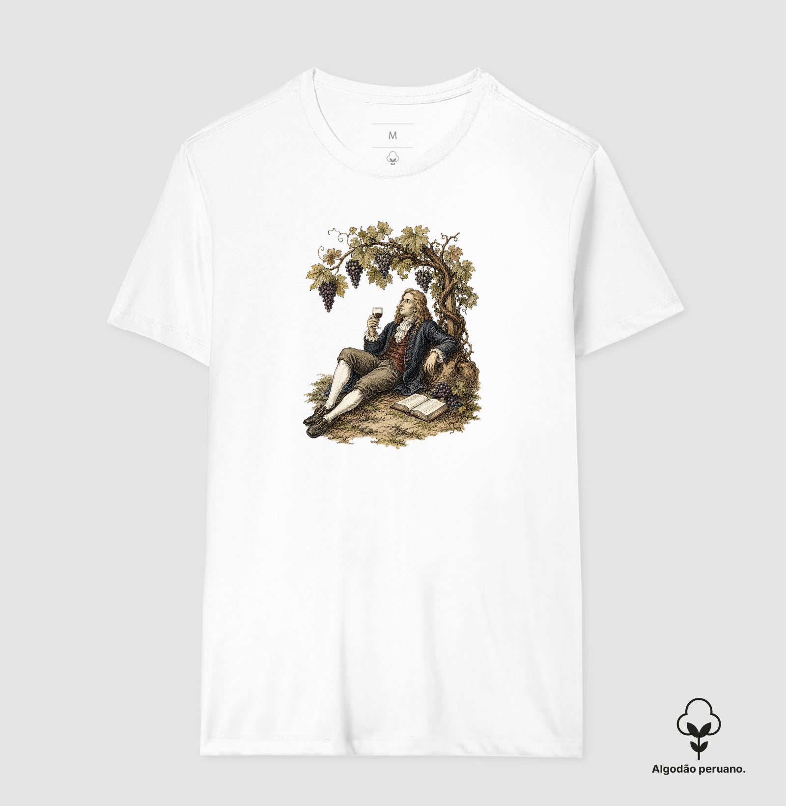 Camiseta Algodão Peruano - Vinhos - Newton e a Videira