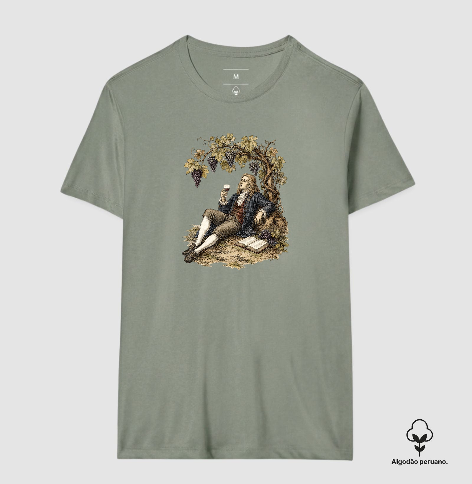 Camiseta Algodão Peruano - Vinhos - Newton e a Videira