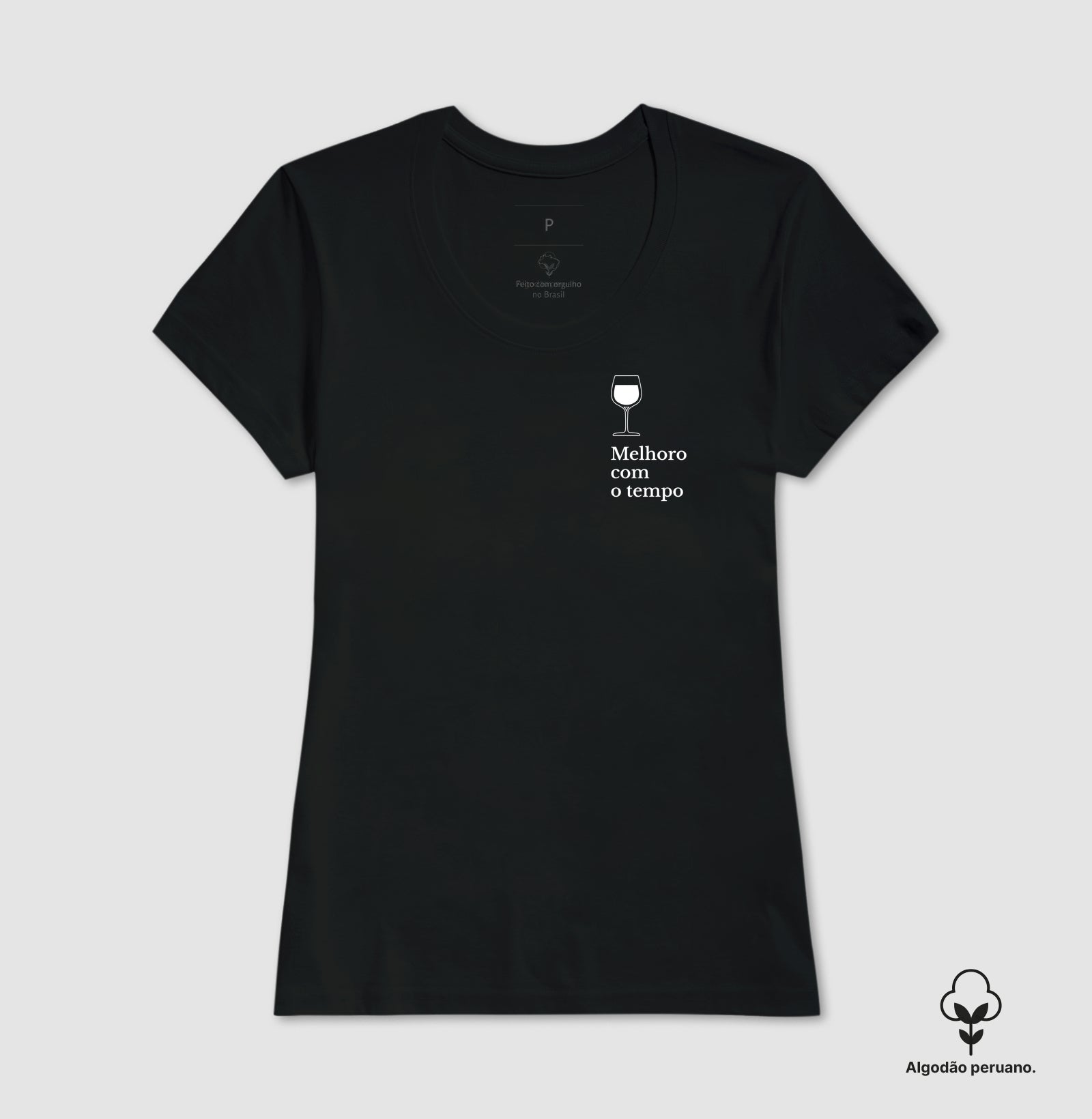 Camiseta Algodão Peruano - Vinhos - Melhoro com o tempo
