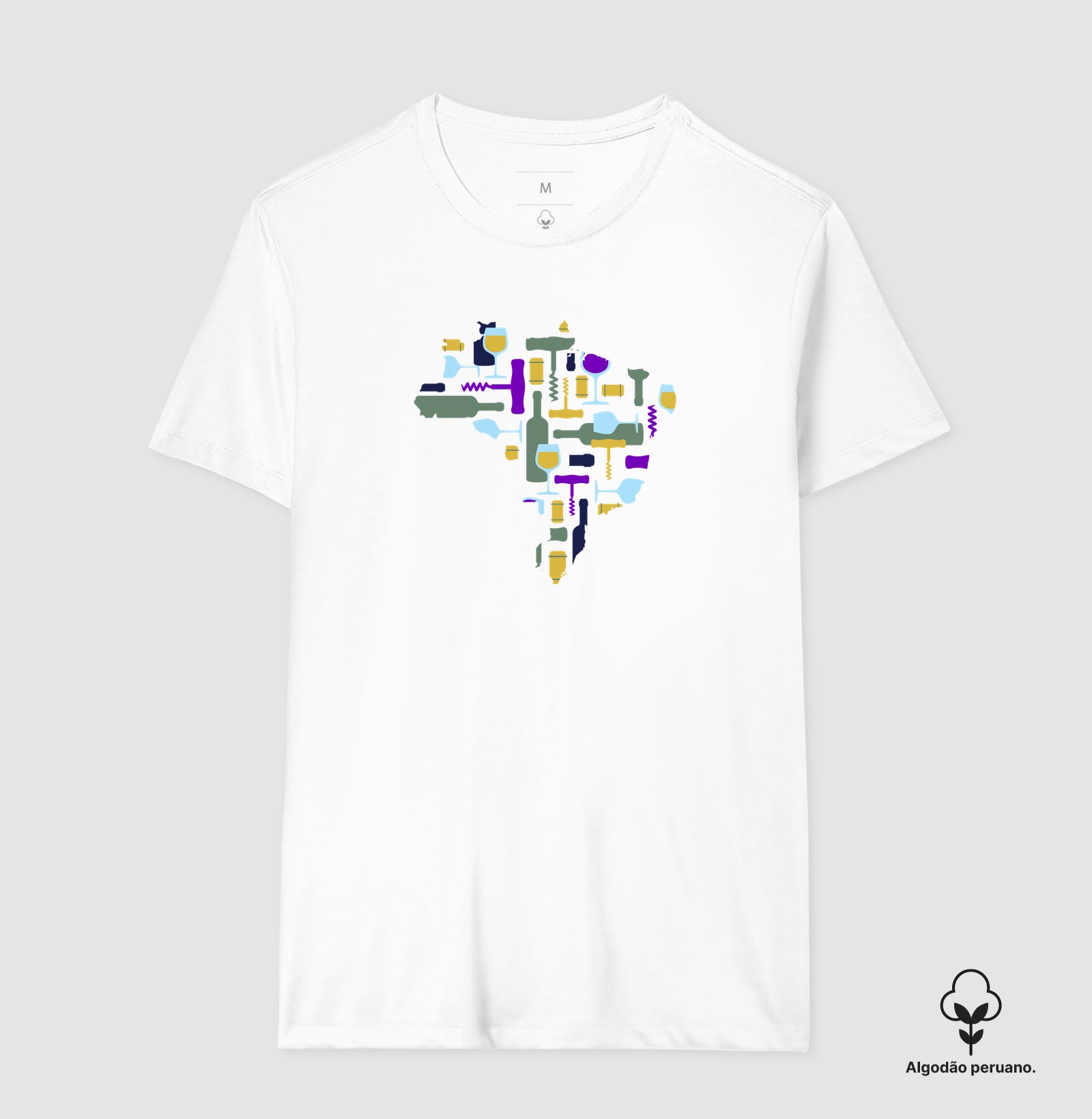 Camiseta Algodão Peruano - Vinhos - Mapa do Vinho