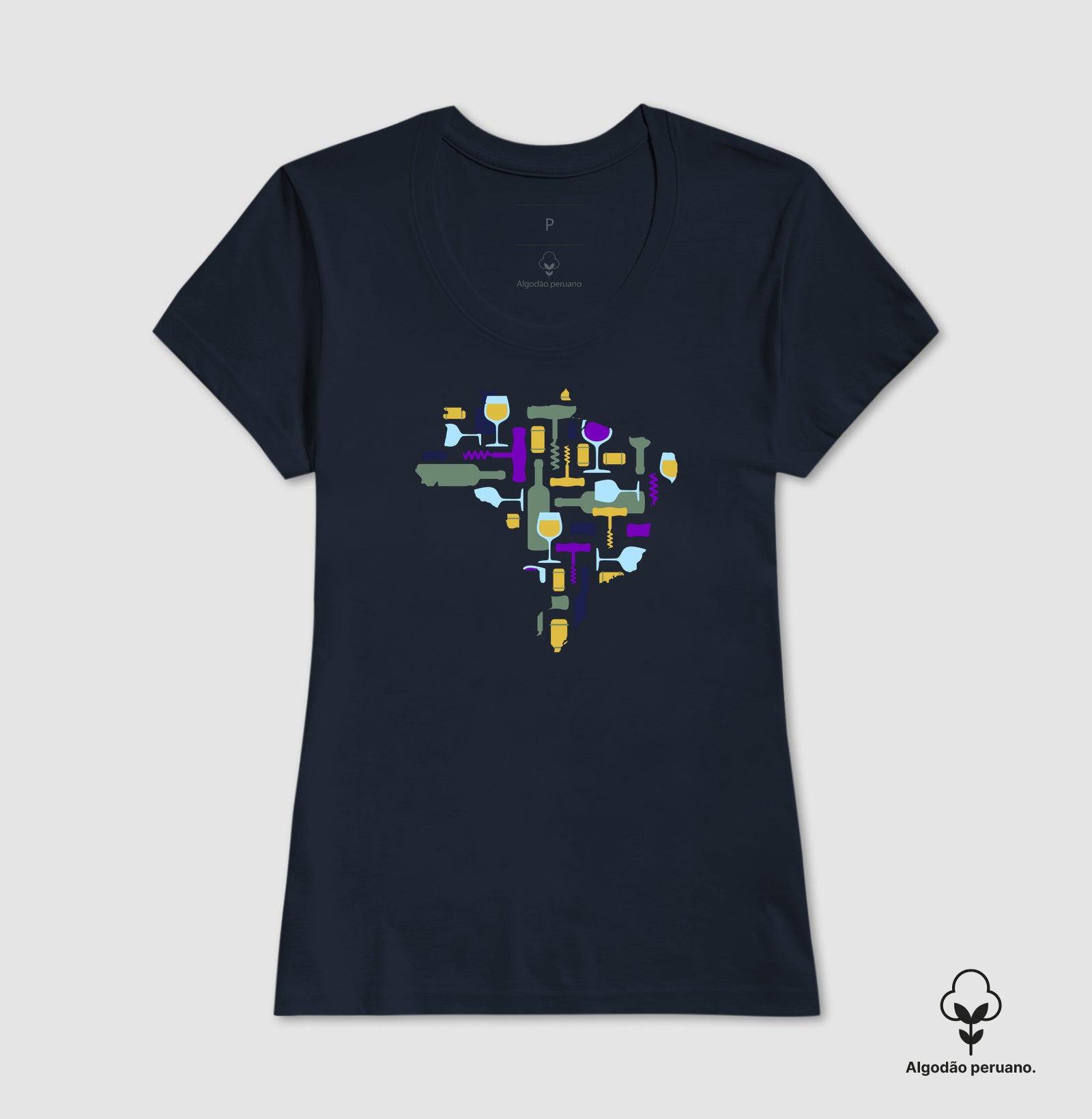 Camiseta Algodão Peruano - Vinhos - Mapa do Vinho
