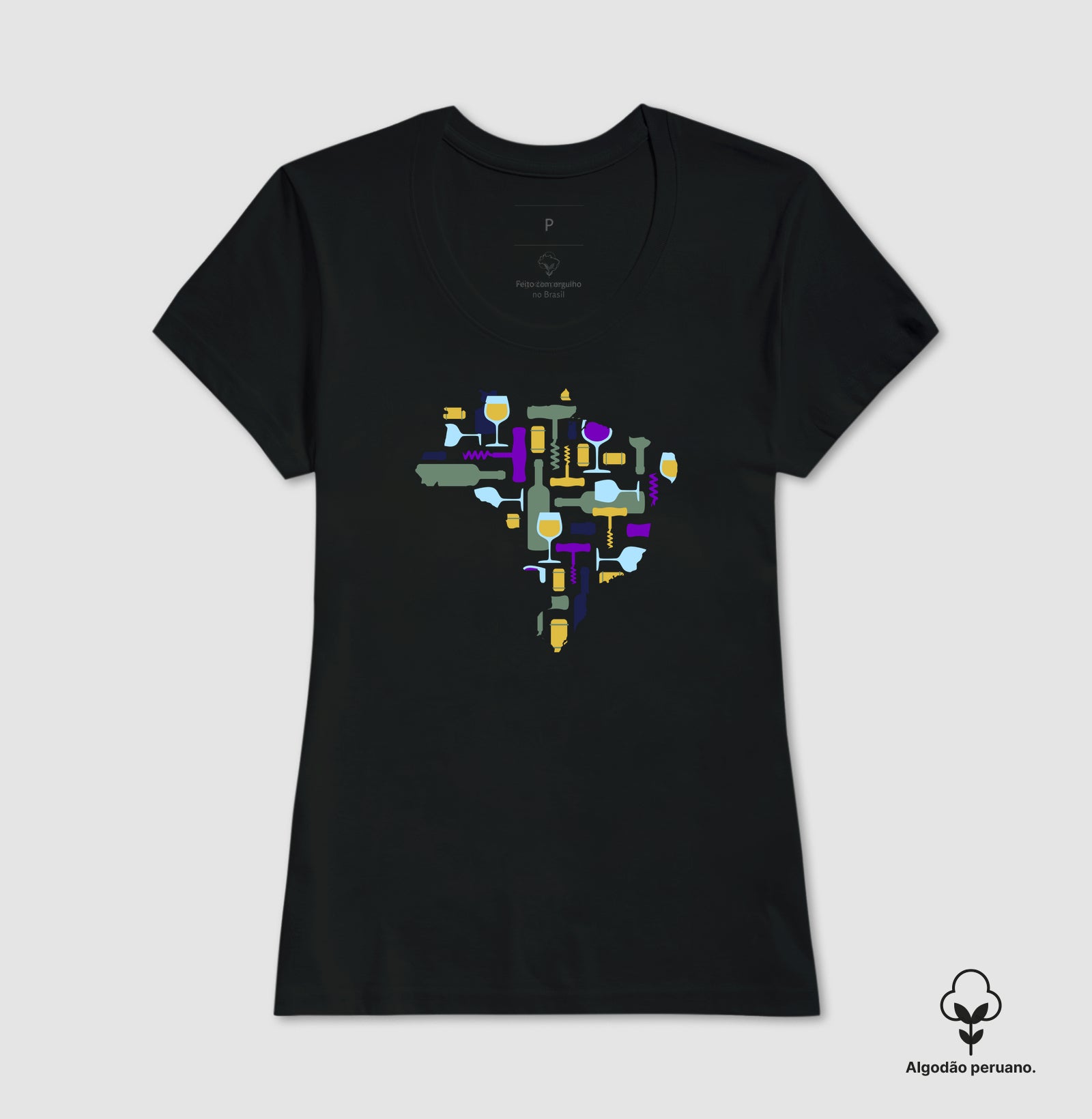 Camiseta Algodão Peruano - Vinhos - Mapa do Vinho