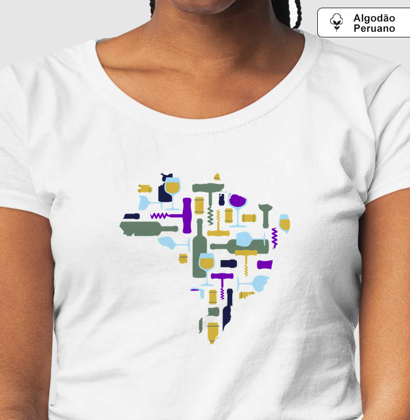 Camiseta Algodão Peruano - Vinhos - Mapa do Vinho